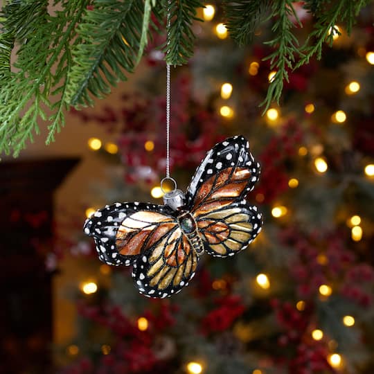 Melrose 3.25" Glass Butterfly Ornaments, 6ct.